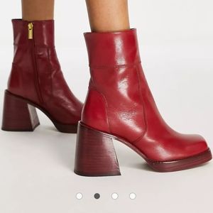 ASOS Region Leather Ankle Boots (Red) Size 12 US / 44 EU